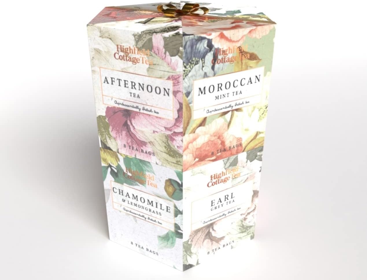 Highfield Cottage British Floral Tea Gift Set Selection of 6 Tea