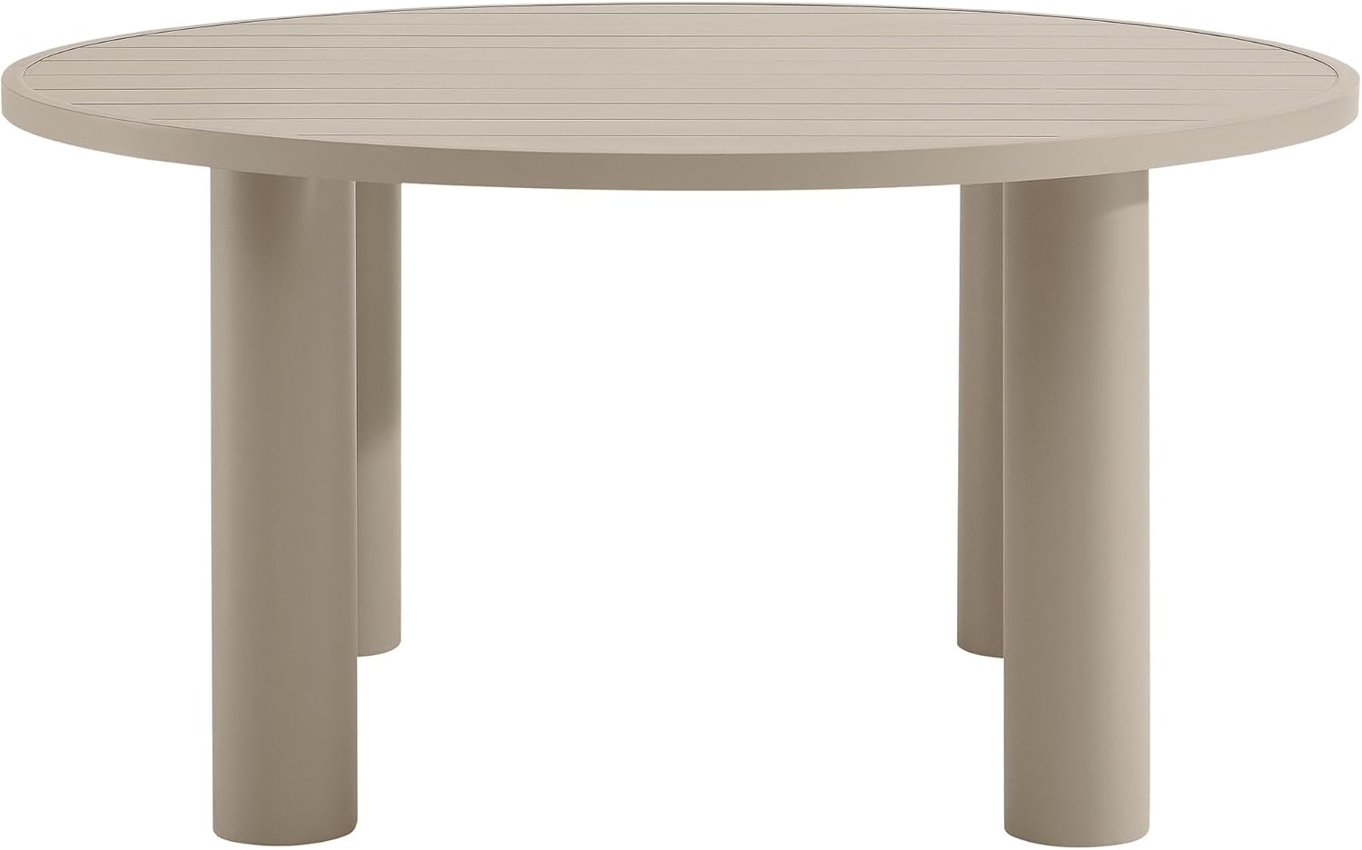 Modway Nautica 60 Inch Round Metal Outdoor Patio Dining Table in Taupe – Weather-Resistant Outdoor Dining Table for Patio, Balcony, and Garden – Modern Outdoor Dining Table for 4 People