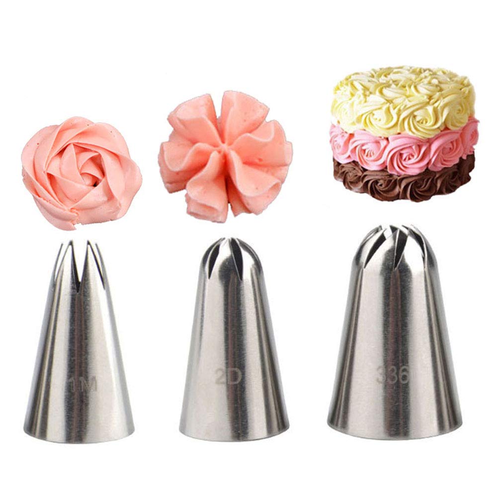 DIY-Kuchen-Dekorationswerkzeuge, Kuchen-Spritztüllen, 3 Stück/Set # 1 M # 2D # 336, Kuchen-Spitzen-Set, Creme-Dekoration, Zuckerguss, Spritztüllen, Cupcake-Dekorationswerkzeug, Backgeschirr (