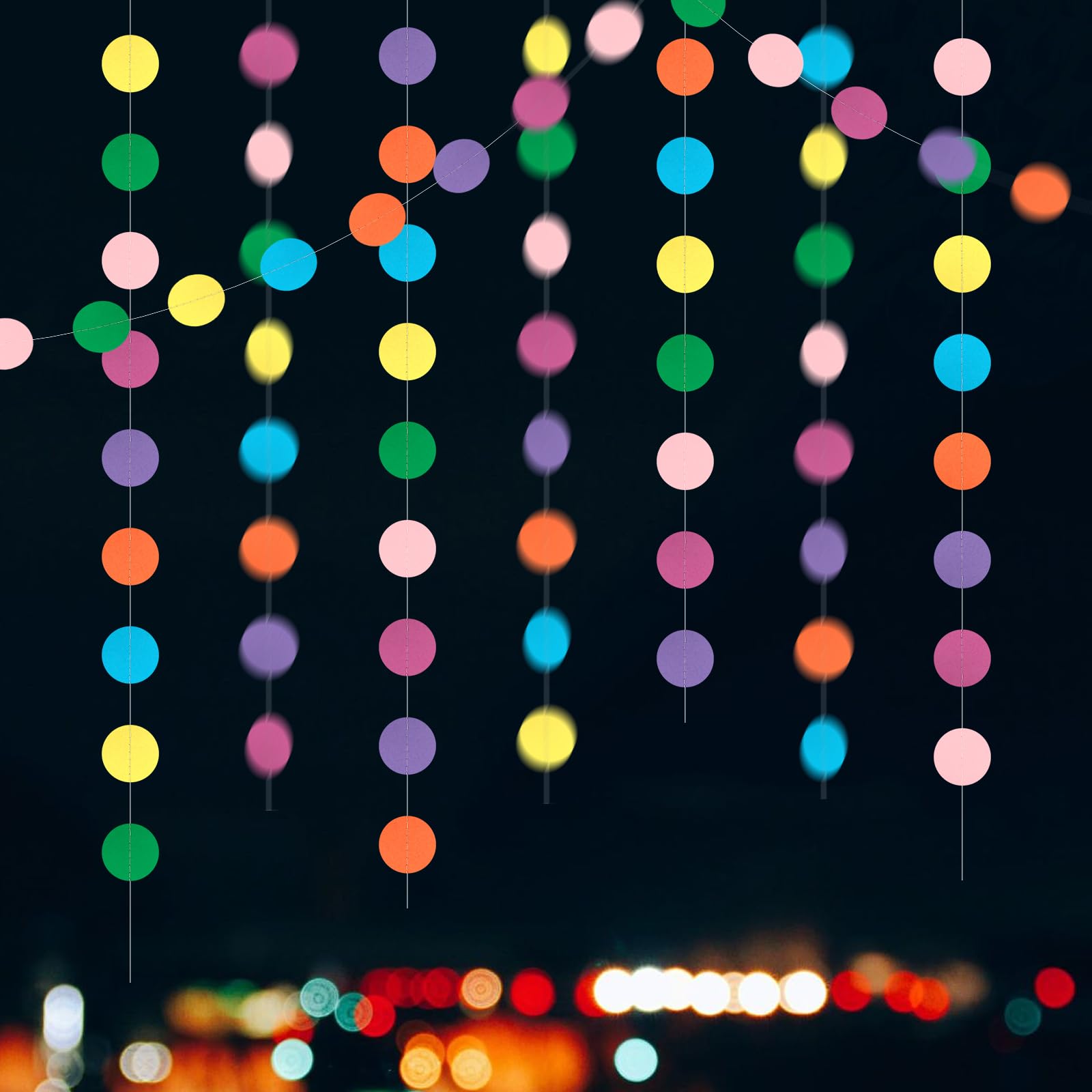 52Ft Colorful Dots Garland, Colored Circle Bunting Banner Hanging Paper Decoration, Rainbow Circle for Birthday Wedding Baby Shower Anniversary Holiday Party Decor (Colorful)