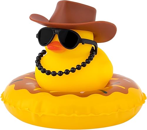 Miniatura 11 de wonuu Adornos de Pato de Goma para Automóvil, Adornos de Tablero de Automóvil, Adornos de Tablero de Automóvil Bonitos con Sombrero de Vaquero