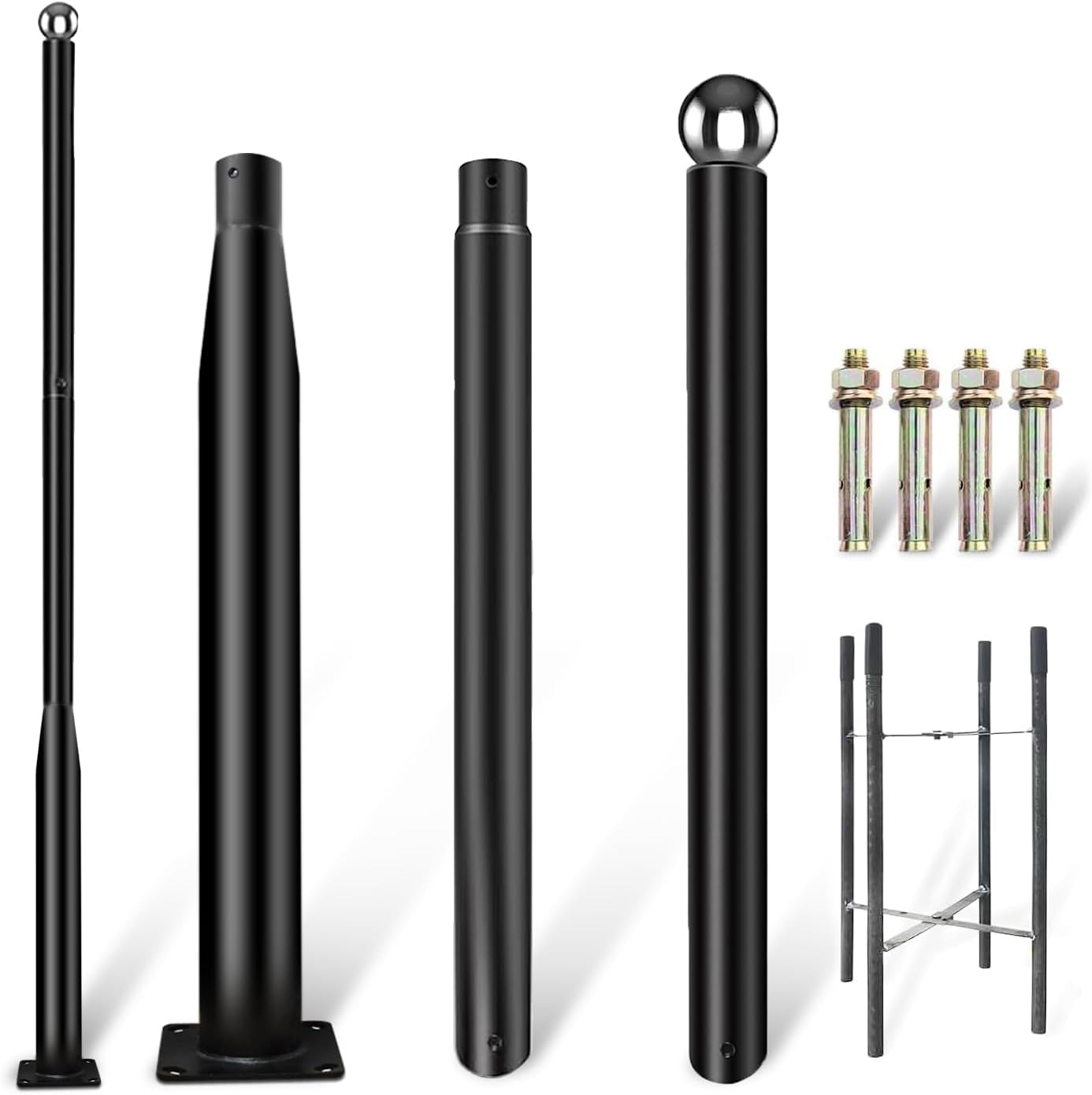 Street Light Pole 10ft Tall - Outdoor Solar Split Street Lamp Post Light Pole with Mounting Steel Anchors for Patio, Street, Backyard, Parking Lot