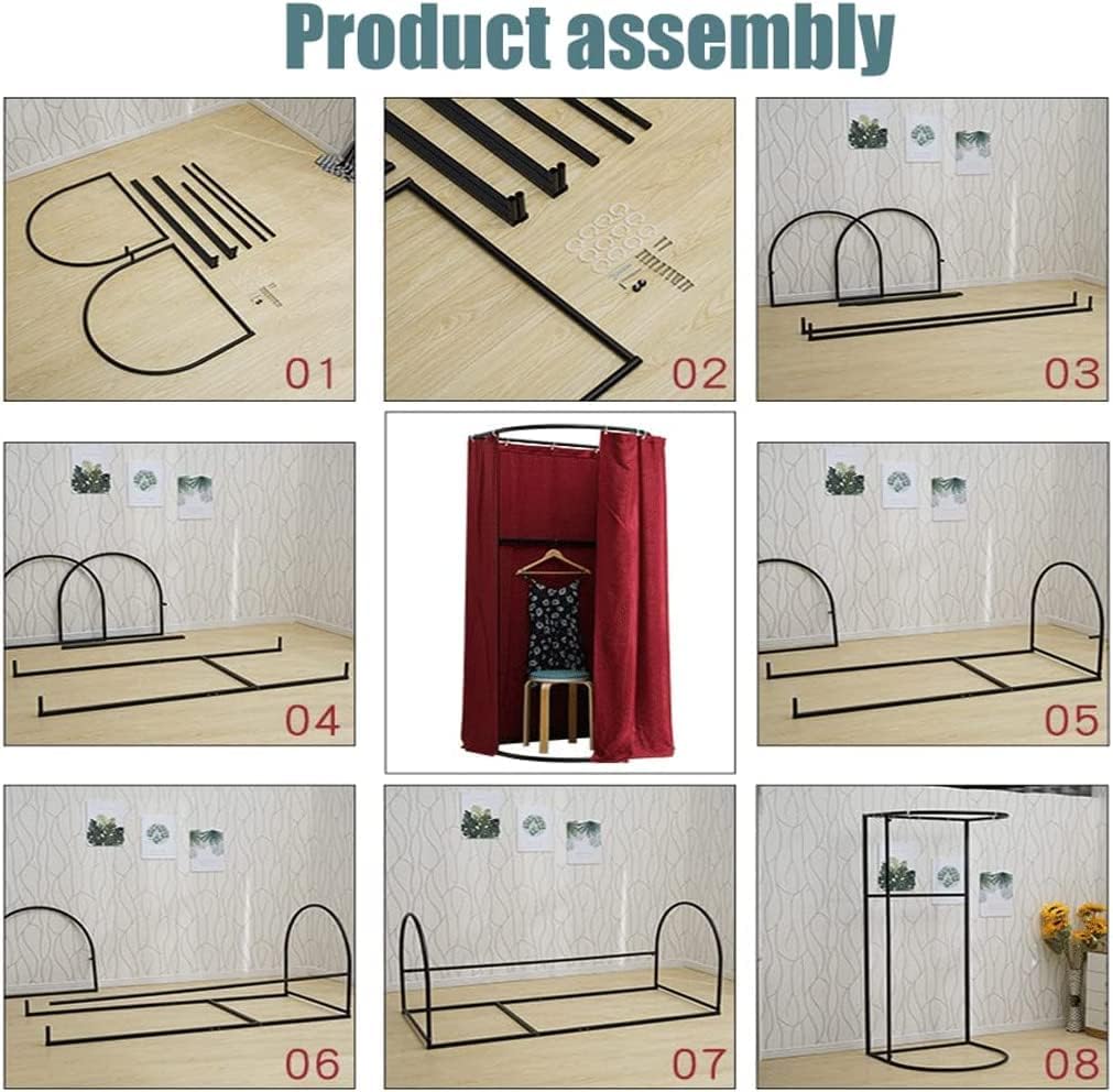 Fashion Changing Rooms Clothing Store Fitting Room Floor Type Temporary Locker Room Metal Frame Movable Dressing Room Simple Changing Room Bedroom Furniture
