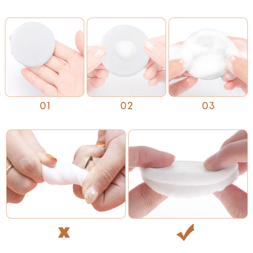 5 spugnette per cipria, applicatore rotondo in cotone, per cipria e fondotinta, 8 cm (rosa)