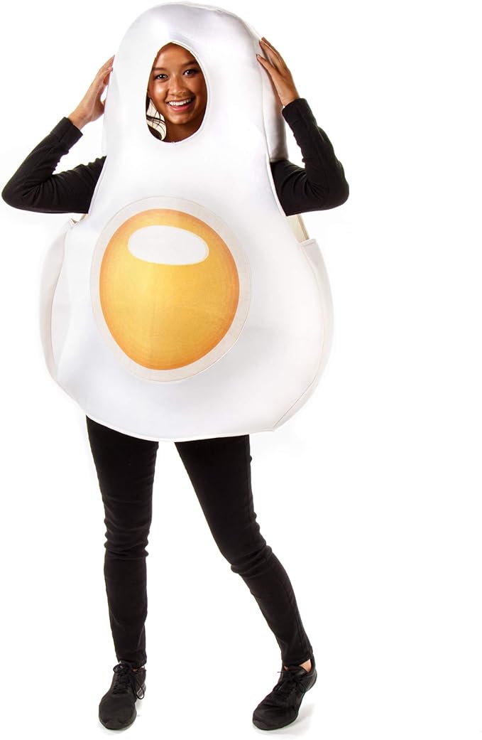 Fried Egg Halloween Costume - Funny Unisex Breakfast Food Suit for Adults
