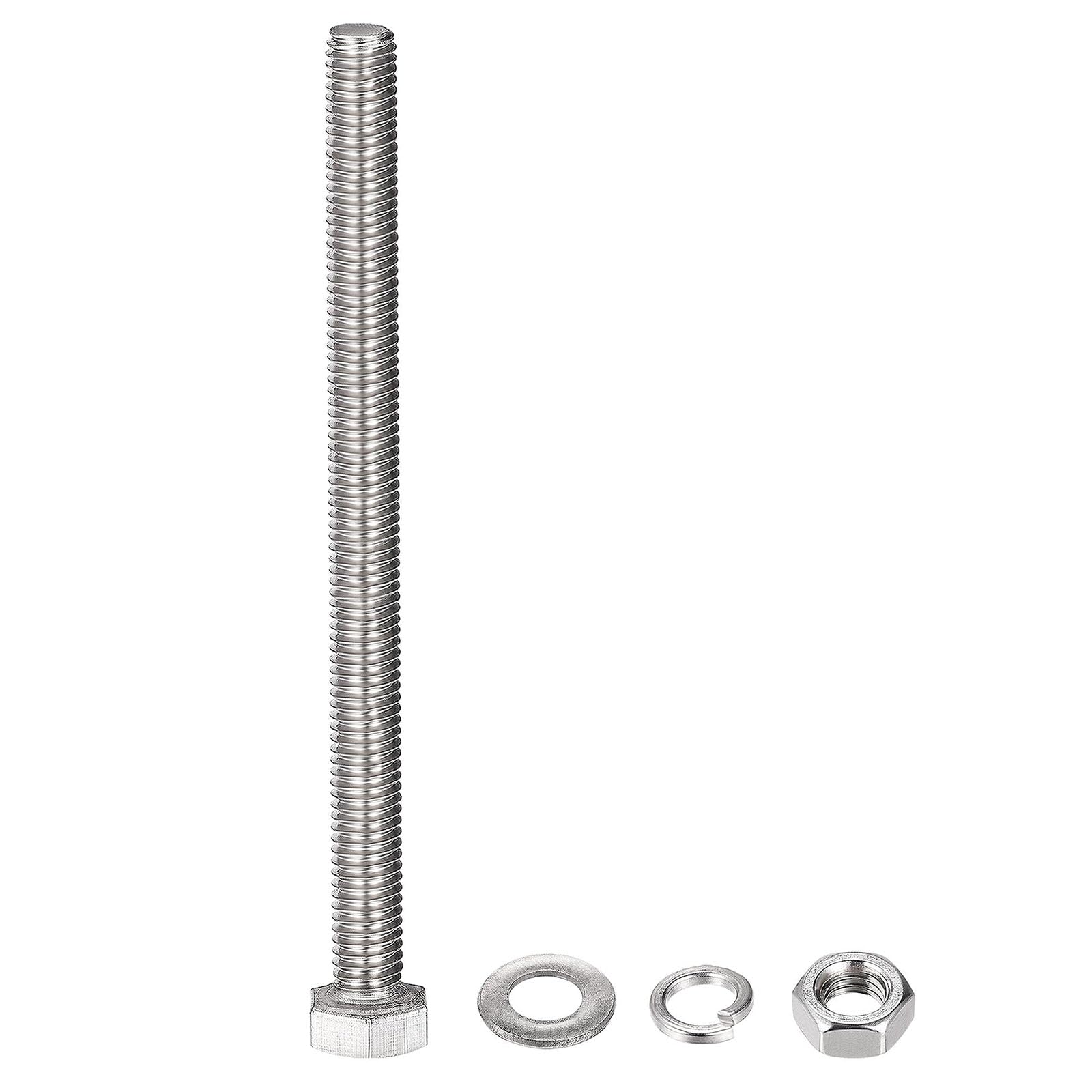 TOP-VIGOR 4Pcs M8 x 100mm Hex Head Screws Bolts, Nuts, Flat & Lock Washers Kits - Image 3