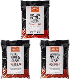 Traeger Grills Signature Blend 100% All-Natural Wood Pellets for Smokers and Pellet Grills, BBQ, Bake, Roast, 18 lb. Bag (Pack of 3)
