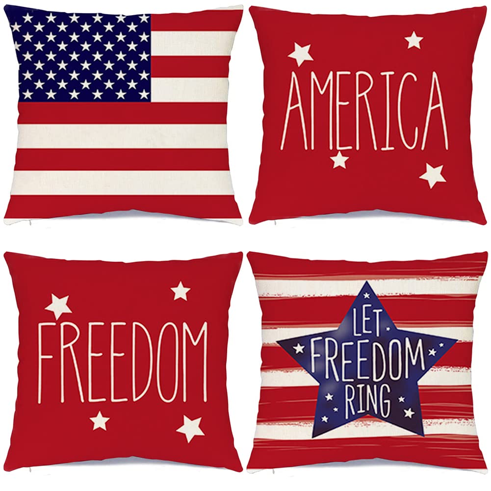 6er-Set Kissenbezüge Für Den 4. Juli – Patrioten-Deko In Rot, Weiß, Blau Mit US-Flaggen-Motiven