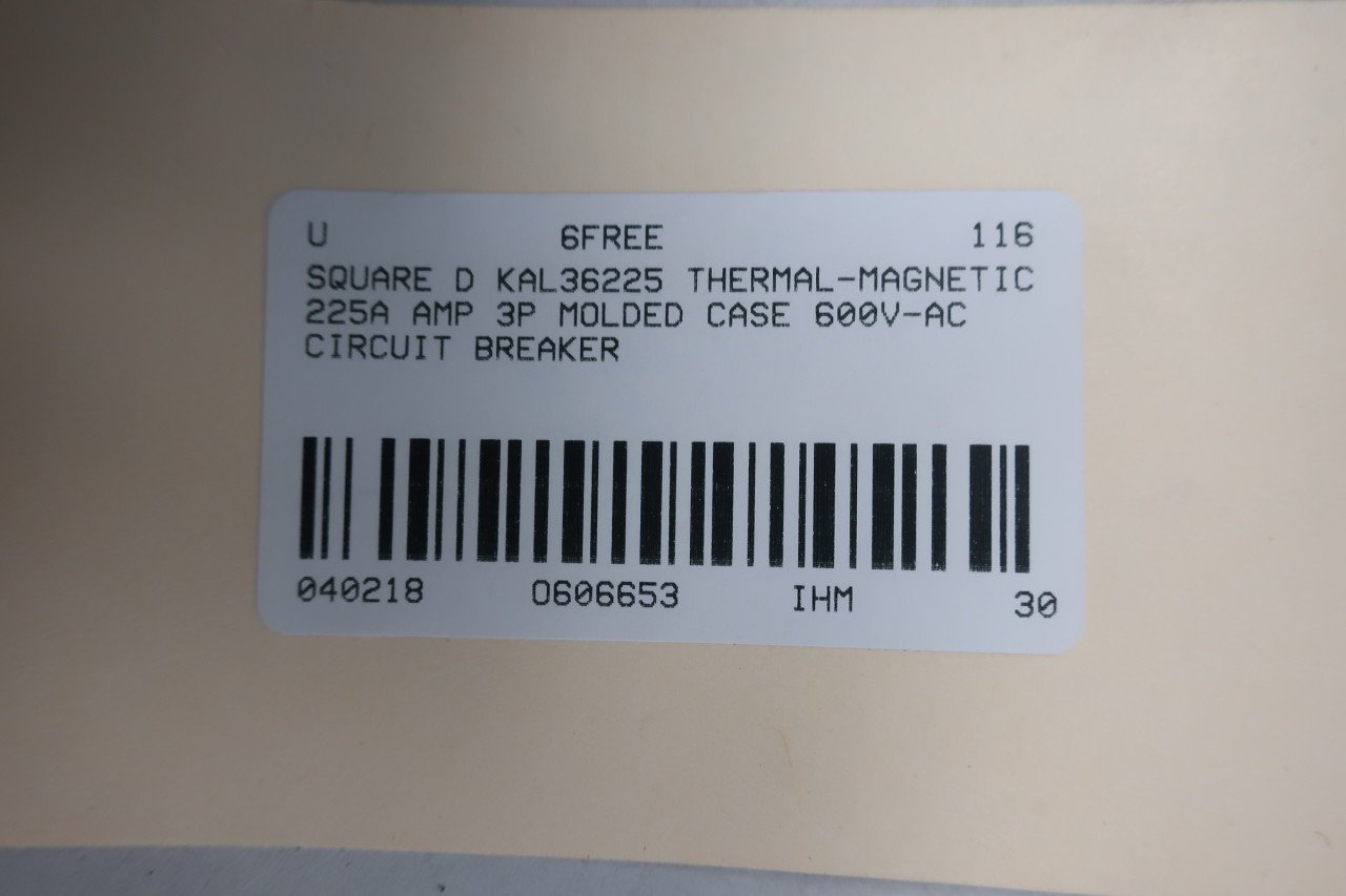 SQUARE D KAL36225 225A 3P Molded CASE Circuit Breaker 600V-AC SER 2 D606653