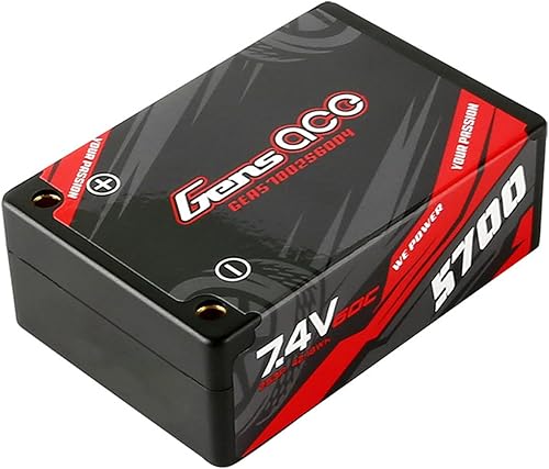 Miniatura 2 de Gens ace 5700mAh 7.4V 60C 2S3P HardCase Lipo Battery Saddle Pack Pack 12# with 4.0mm Bullet to T Plug(2Pcs)