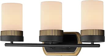 Maxim Lighting 32652SWBKAB I Ruffles Collection 21 Inch Three Light Bathroom Vanity I Black and Antique Brass Finish I Modern Contemporary Light Fixture I Adjustable Height I
