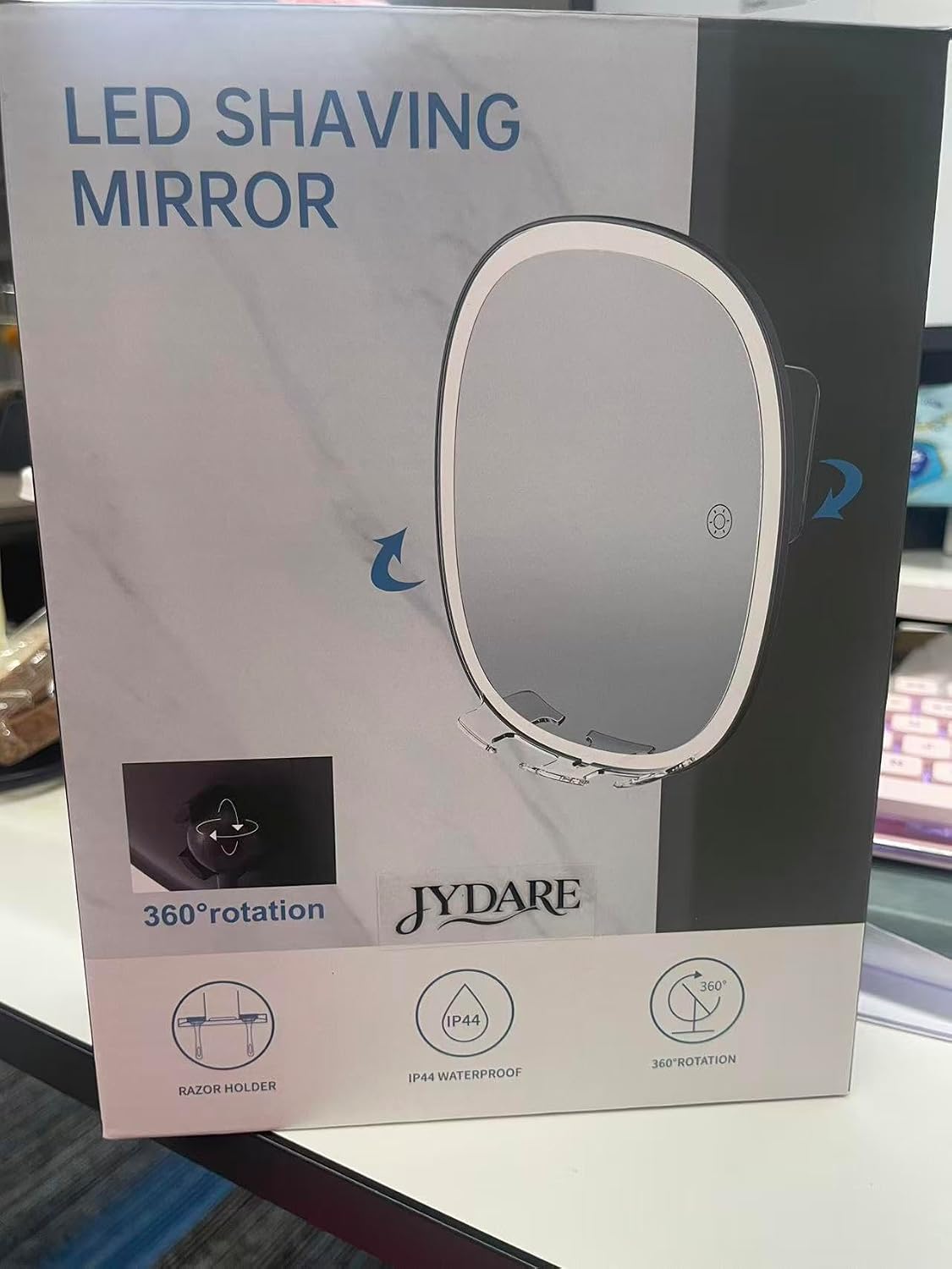 Shower Mirror Fogless for Shaving with Razor Holders, No-Drilling, 3-Color Dimmable Lights – Larger Anti-Fog Shower Mirror with Light Shatterproof & Waterproof for Men and Women