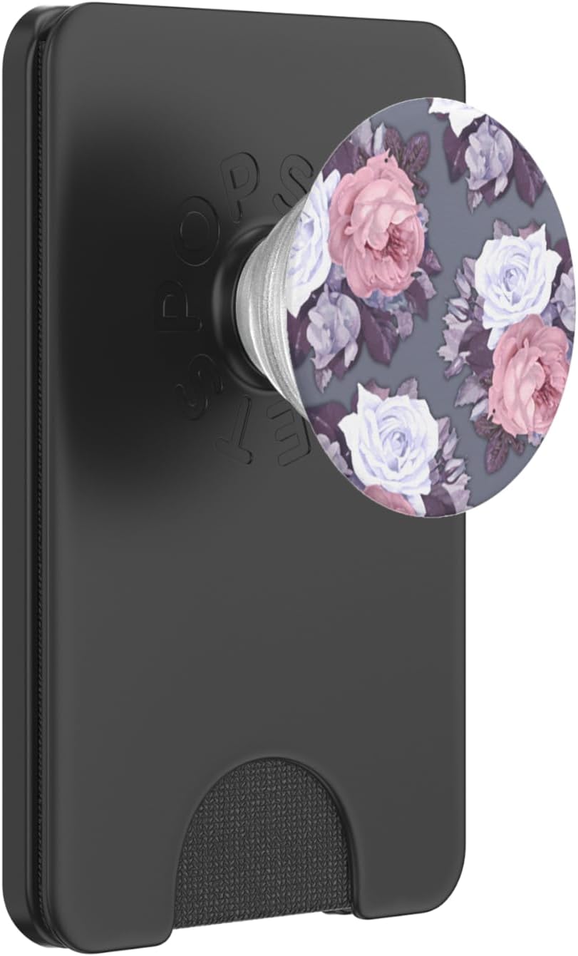 Floral Print - White Pink Purple Flowers On Lavender Gray PopSockets PopGrip: Swappable Grip for Phones & Tablets PopSockets PopWallet for MagSafe