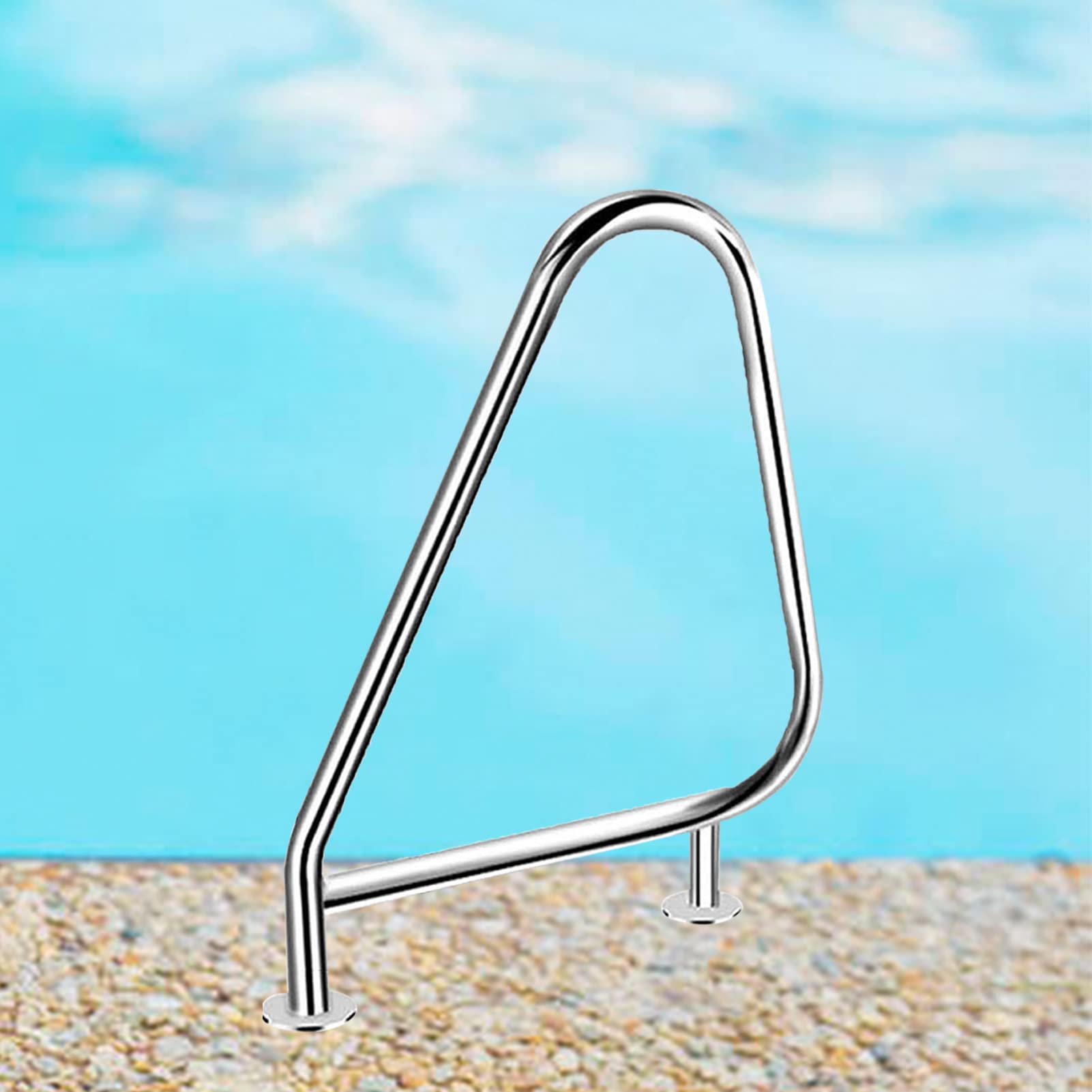 Rampe piscine acier inox pour sécuriser la descente d'escalier extérieure