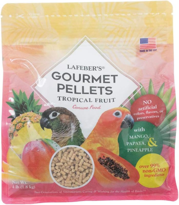 Tropical Fruit Gourmet Pellets Pet Bird Food, No Added Sugar, Made with Non-GMO and Human-Grade Ingredients, for Conures, 4 lb