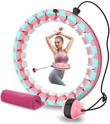 DOUDOUR Weighted Smart Hoop for Adults and Kids Exercising, Adjustable Auto-Spinning Fitness Hoop,Pink,24 Sections