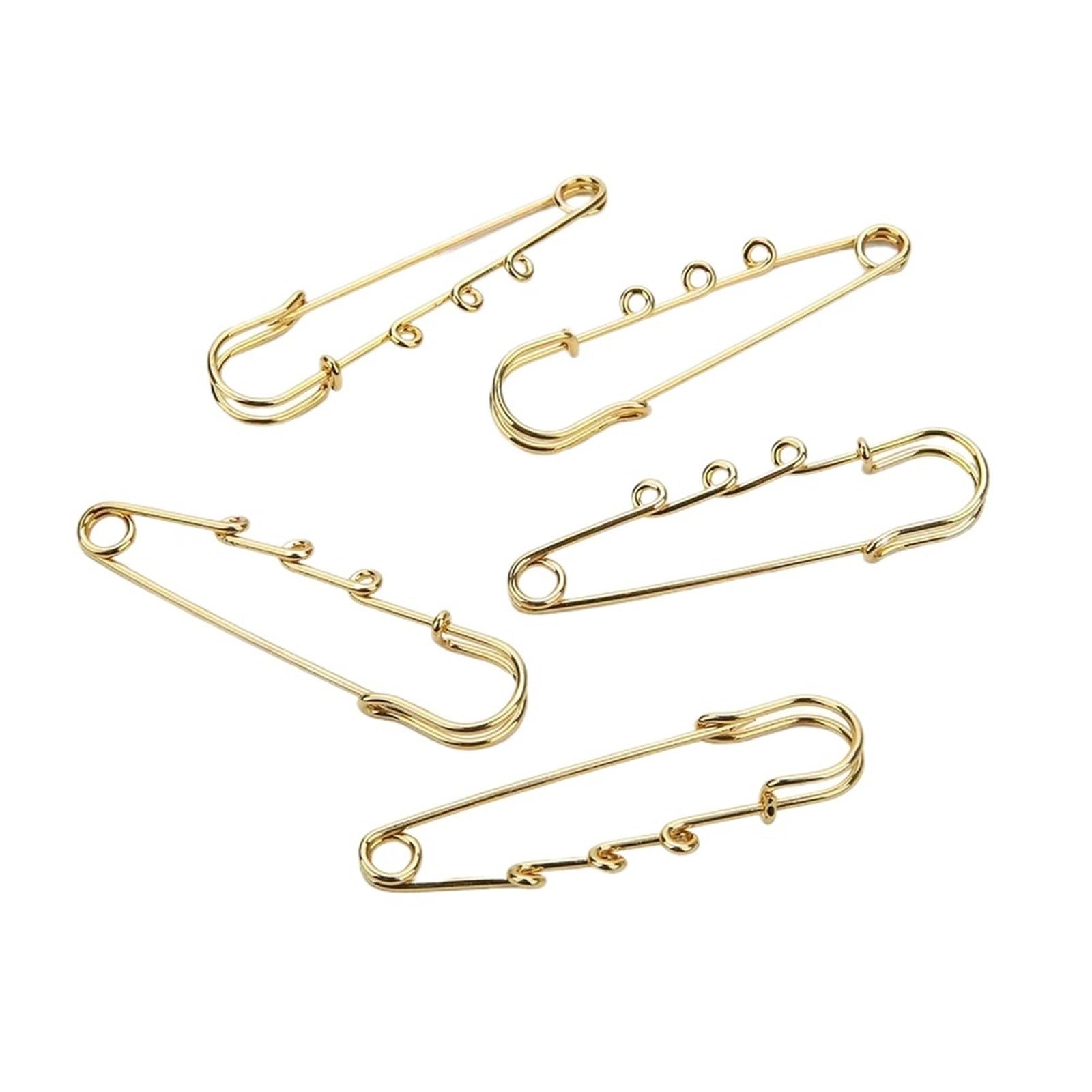 LUYSGBXR Brooch Pin 20pcs Gold Color Safety Pin Brooch Charm Pendant With 3 Loops For Women Men Wedding Brooches Jewelry Making(Gold,60mm)