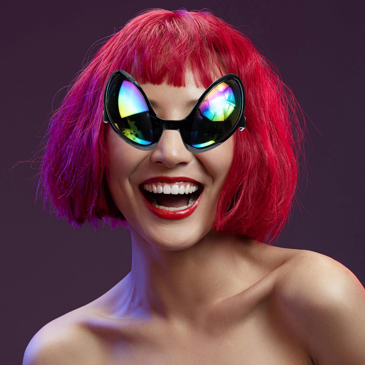 Funny Glasses 2Pcs Cosplay Sunglasses Plastic Party Goggles Novelty Black Outdoor Festival Rave Eyewear for Adults and Teens