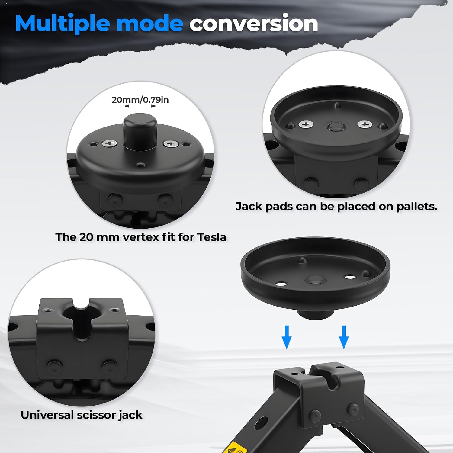 3-Ton/6613lbs Universal Scissor Jack kit with Rubber Cross Slot Jack pad, Car Spare Tire Repair Tools, Tire Changing Tools Kit with L-Wrenches（17/19/21/23mm）