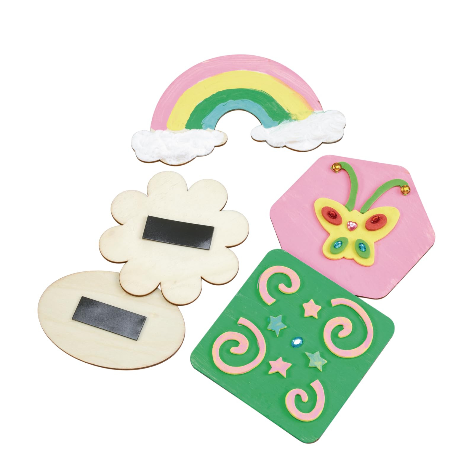 Decorate your own wooden magnets! 12 wooden shapes in 6 unique designs for your kids to decorate with markers, crayons, paints, and more! DYO, Wooden Magnets, Wooden Magnets for Kids