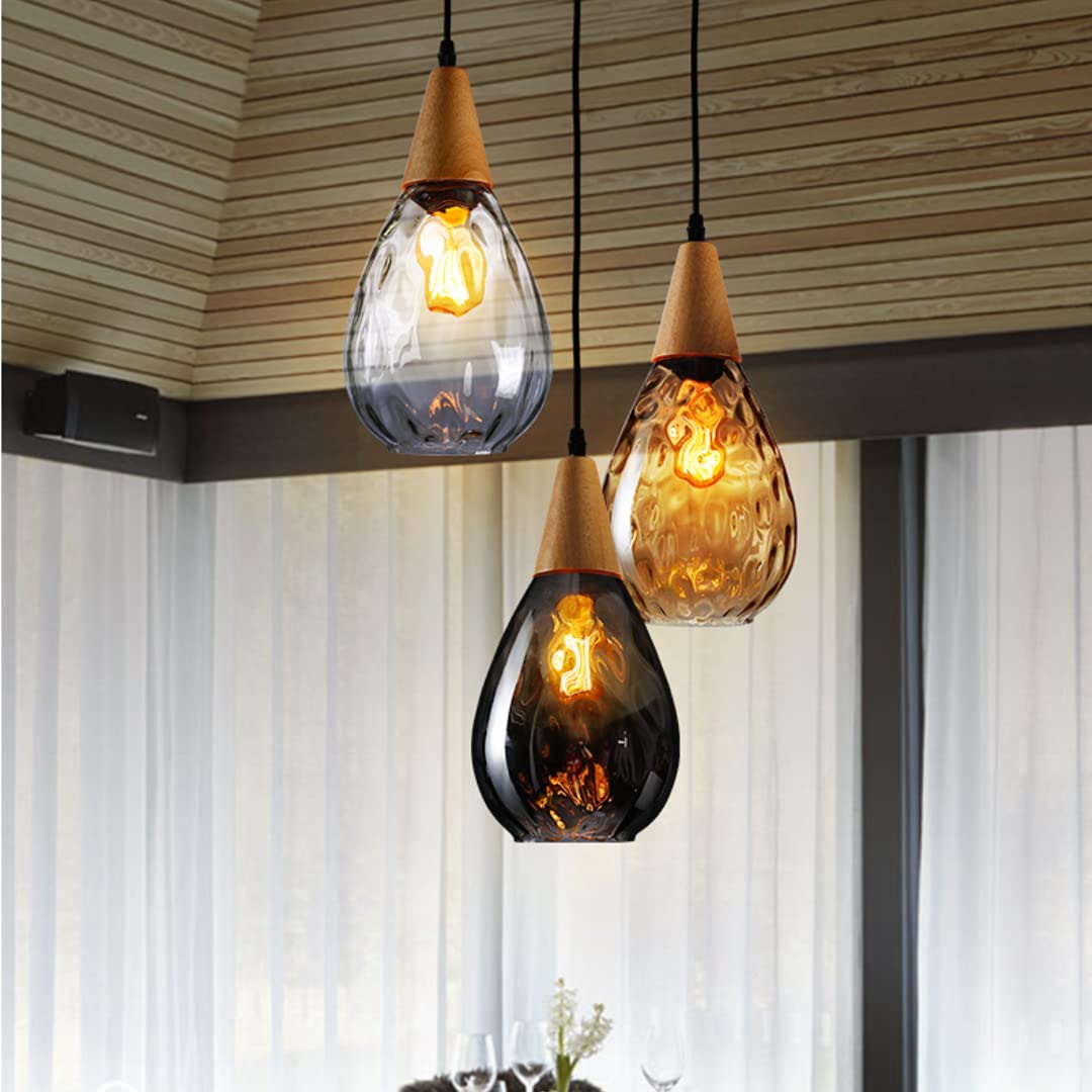 Abat-jour en verre en forme de goutte de lumière pendante en verre avec des ondulations d'eau plafonnier éclairage de plafond lampe de chevet pour chambre, bar, salle à manger