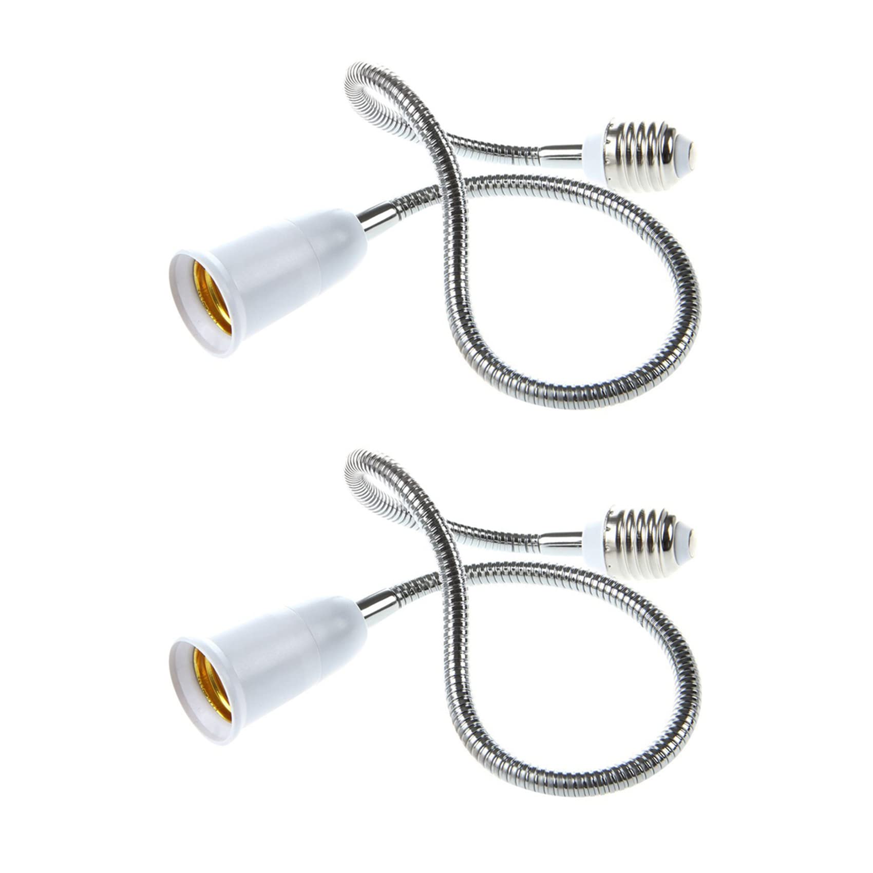 Jnchdghwa 2X E27 to E27 Light Lamp Bulb Flexible Extension Adaptor Converter (White,60cm)