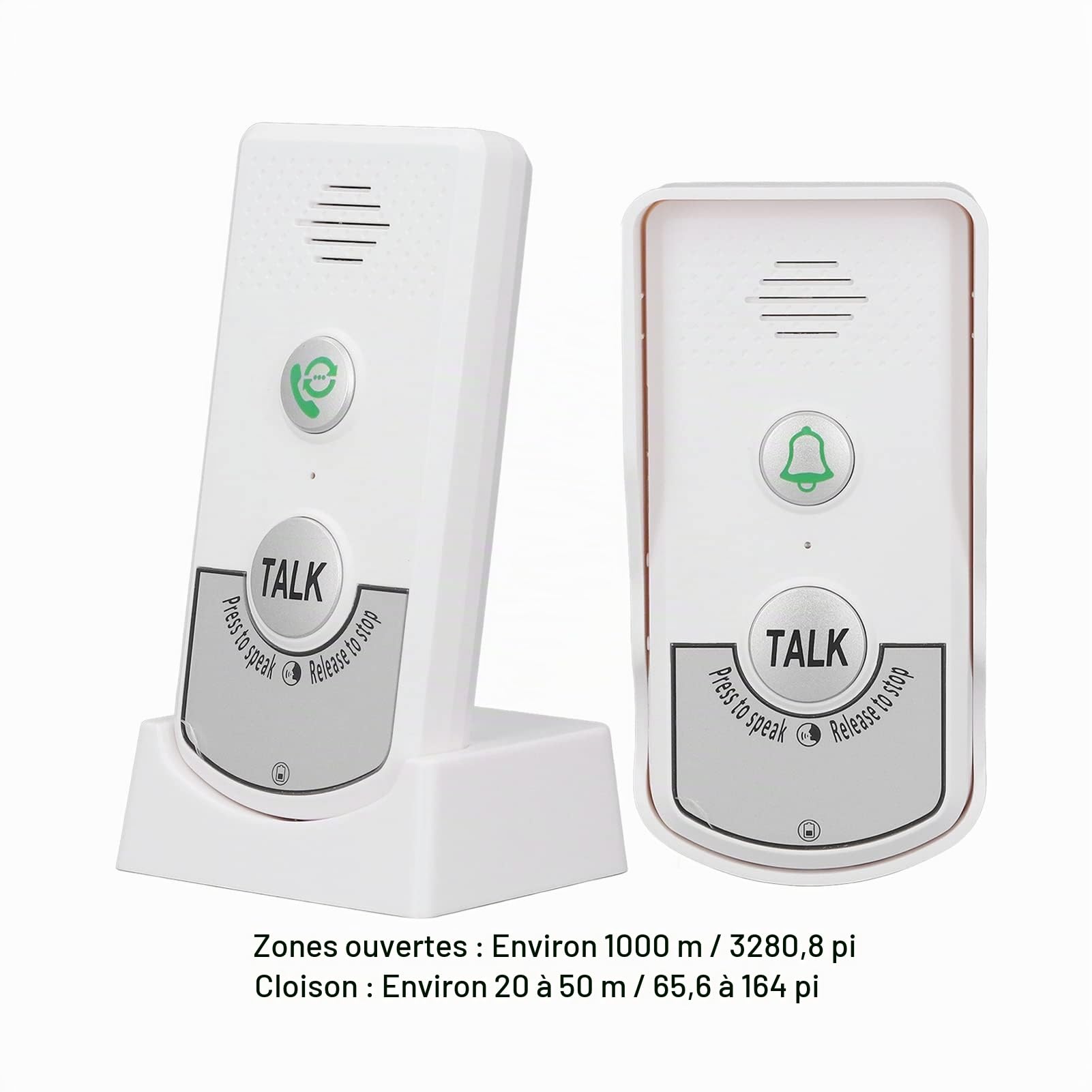 Sonnette D'interphone sans Fil, Carillon de Sonnette électronique, 2 Voies 1 V 1 Sonnettes D'interphone étanches sans Fil avec Indicateur Lumineux