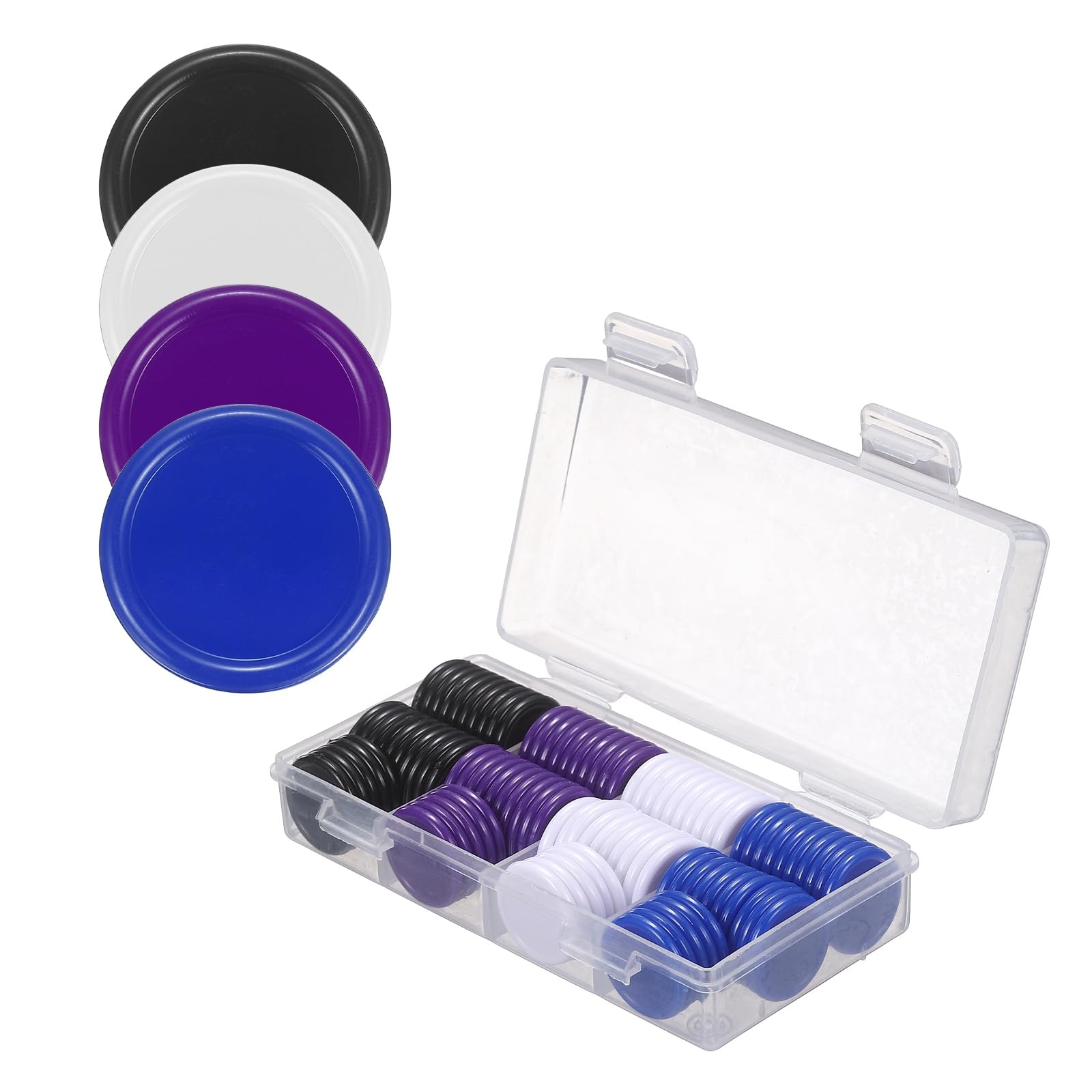 sourcing map 100Pcs Plastic Poker Chips, 20mm, Black/Blue/Purple/White