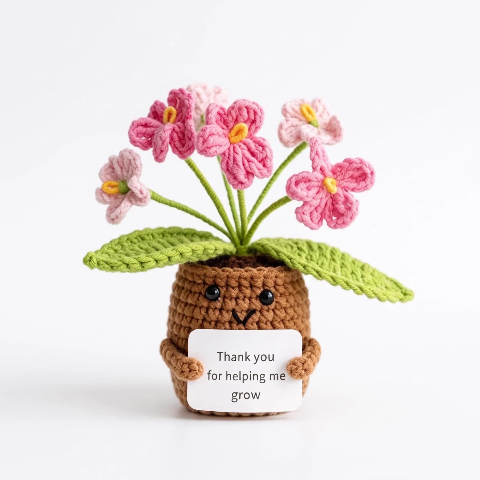 Crochet Flowers Potted Forget-Me-Not Handmade Knitted Plant, Thank You