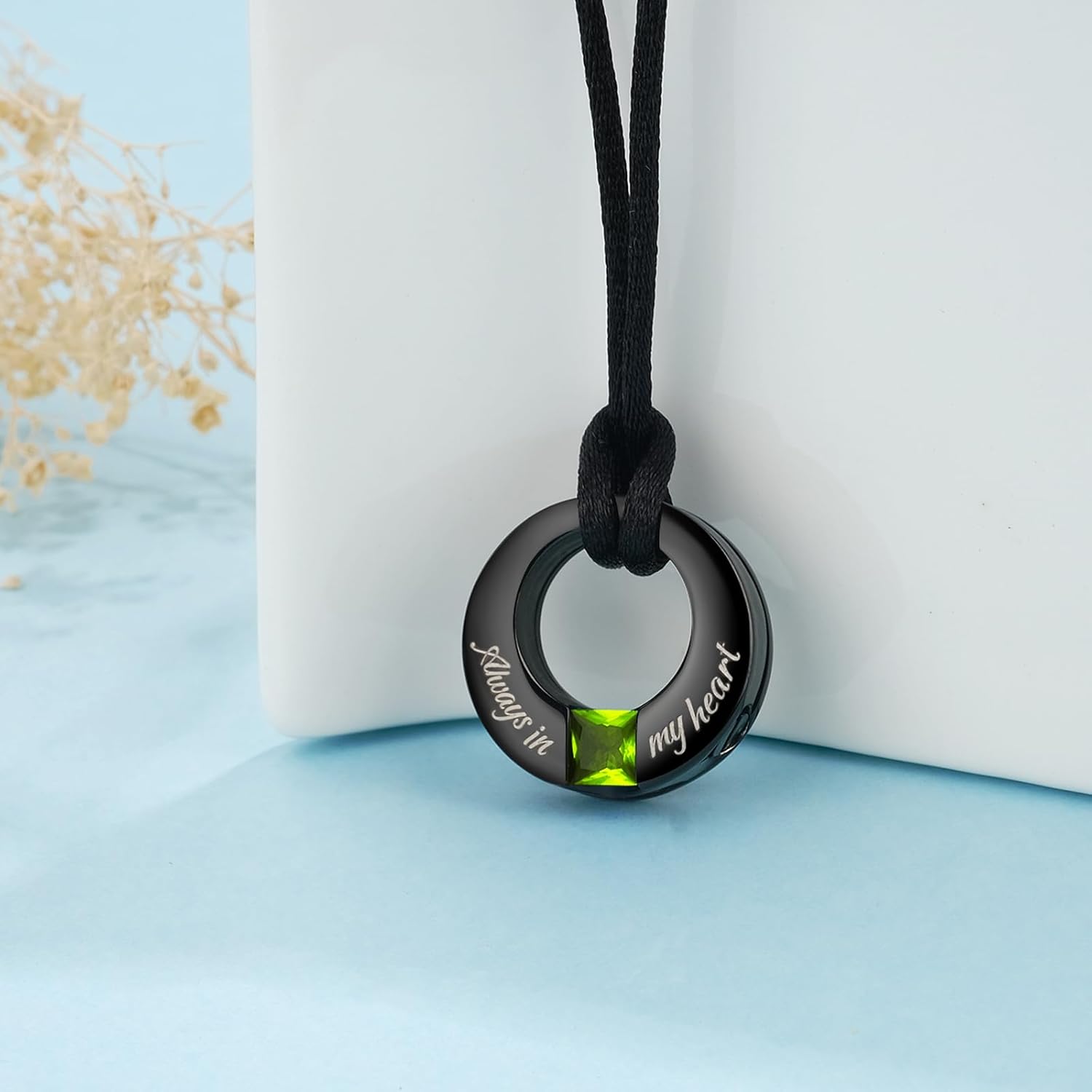 YOUFENG Birthstones Urn Necklaces for Ashes Round Cremation Pendant Urns for Human Ashes Memorial Keepsake Locket Jewelry All - Image 2