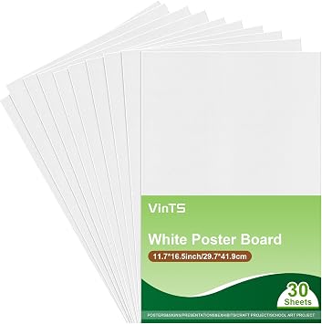 VinTS 30Pcs White Poster Board, 11.7" x 16.5" White Poster Paper 230GSM