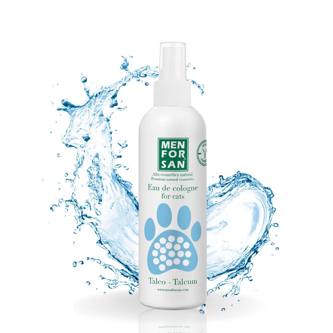MENFORSAN Agua de Colonia Talco para Gatos 125 ml, Proporciona un Olor Muy Agradable, Efecto Desodorante
