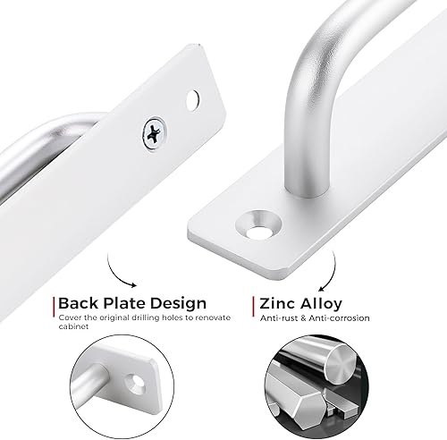 Miniatura 4 de Paquete de 2 manijas de puerta de granero, manijas de puerta plateadas, tiradores de gabinete deslizantes, 5 agujeros, accesorios de aleación de zinc