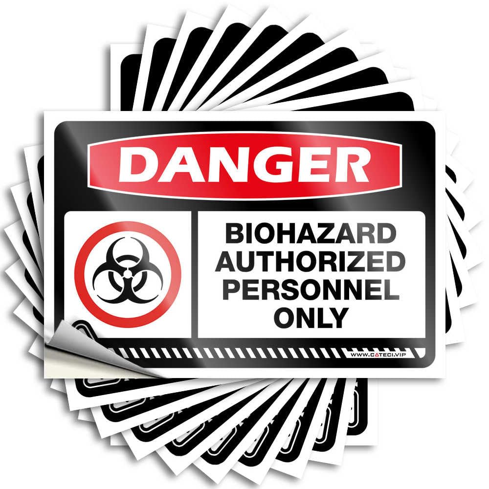 Danger Biohazard Authorized Personnel Only Decals Retro Kitchen Decor Self Adhesive | Plastic Tumbler Vinyl Sticker Pack for Billiards(12X18CM)