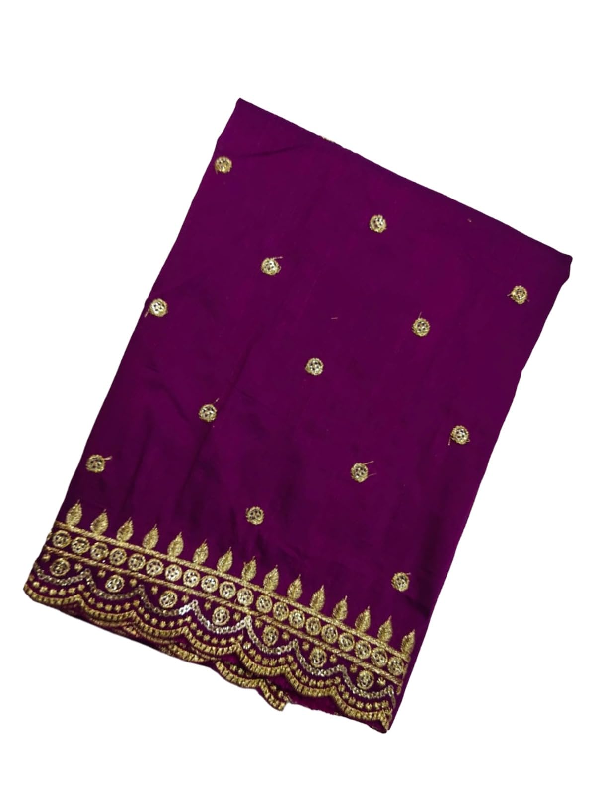 Dupion Silk Blouse Fabric with Embroidery Work, Purple with Gold Embellishments, 1 Meter-image-20