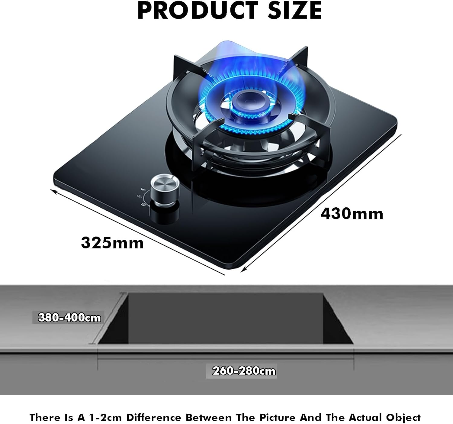 5.2KW Gas Stove,9-Cavity Fire Ring Wok Burner,Black Glass Top with Flameout Protection,for Home and Kitchen(LPG)