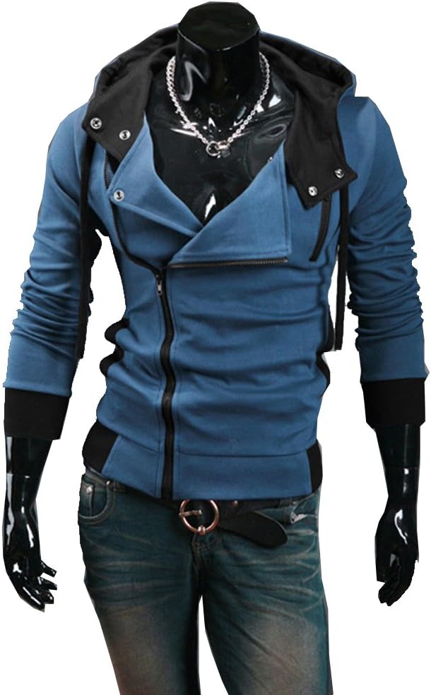 New Fashion Men's Casual Cosplay Costume Hoodie Cardigan Coat Jackets Blue X-Large