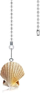 12" Seashell Ceiling Fan Pull Chain Extender with Chain Connector