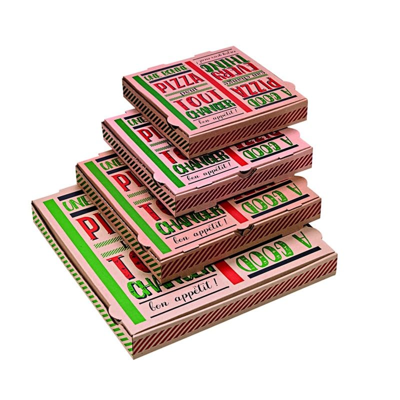 PacknWood 100Uds Caja cartón pizza decorada Une bonne pizza Kraft,