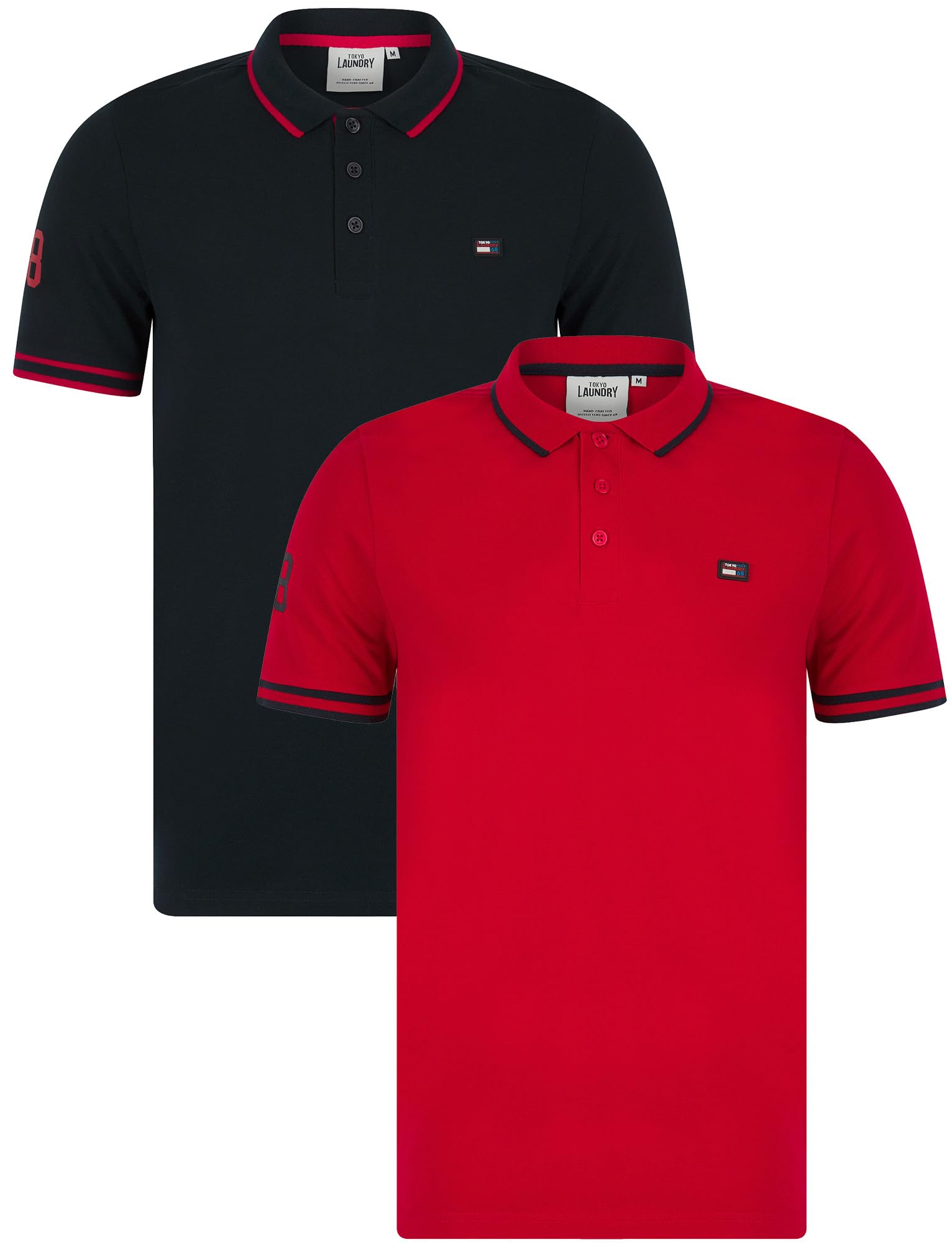 Tokyo Laundry 2 Pack Cotton Short Sleeve Button-Up Polo Shirt - Navy - Size S