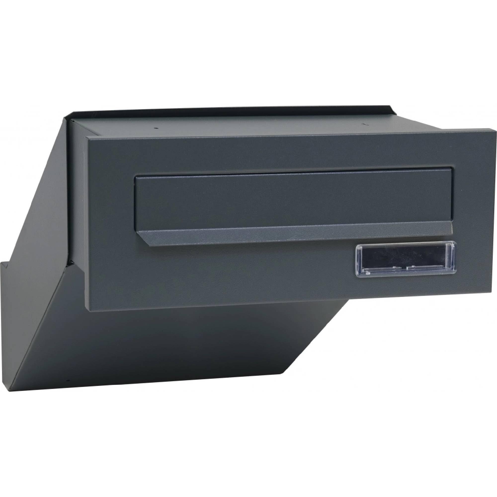 Cassetta delle lettere a muro antracite RAL 7016 con telaio, spessore parete 260 – 420 mm, resistente alle intemperie, pannello frontale 285 × 110 mm, lamiera d'acciaio verniciata a polvere, inserto