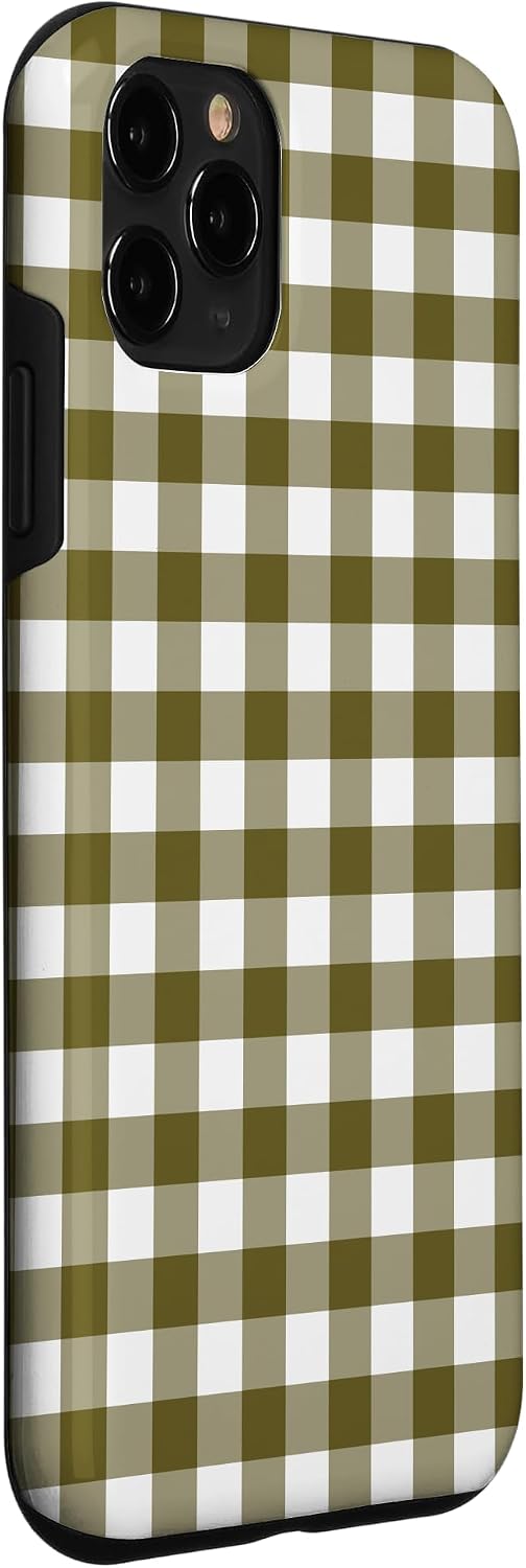 Olive Green Gingham Preppy Aesthetic Girly Trendy Fashion Case for iPhone 11 Pro image 3