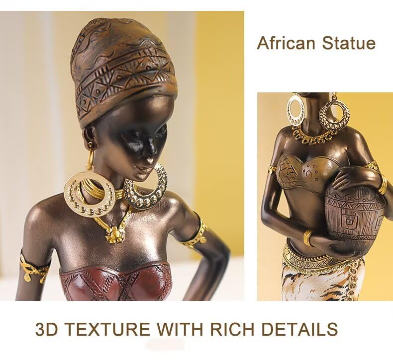 Estatua Africana Resina Hecha a Mano 12.4 Pulgadas miniatura 5