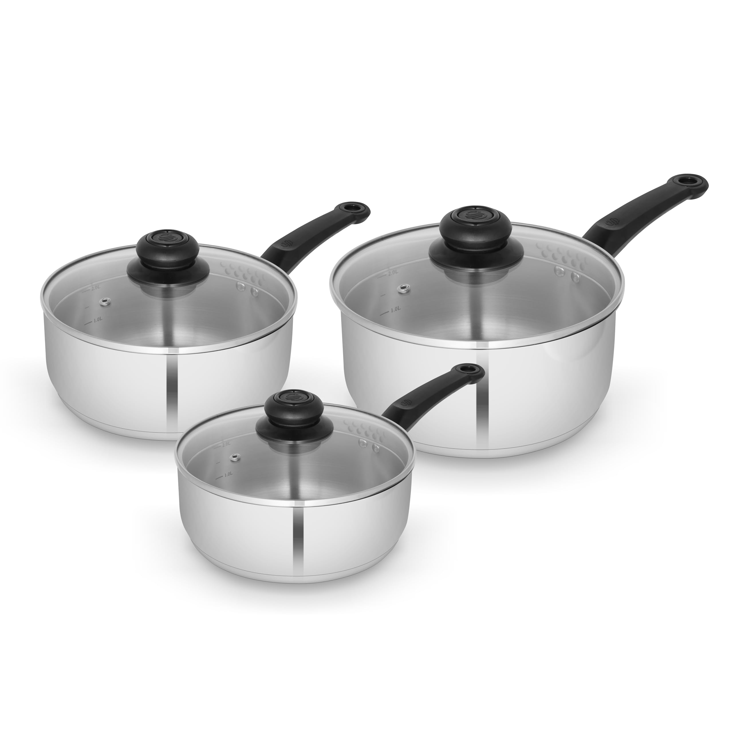 Swan Stainless Steel Townhouse 3 Piece Saucepan Set