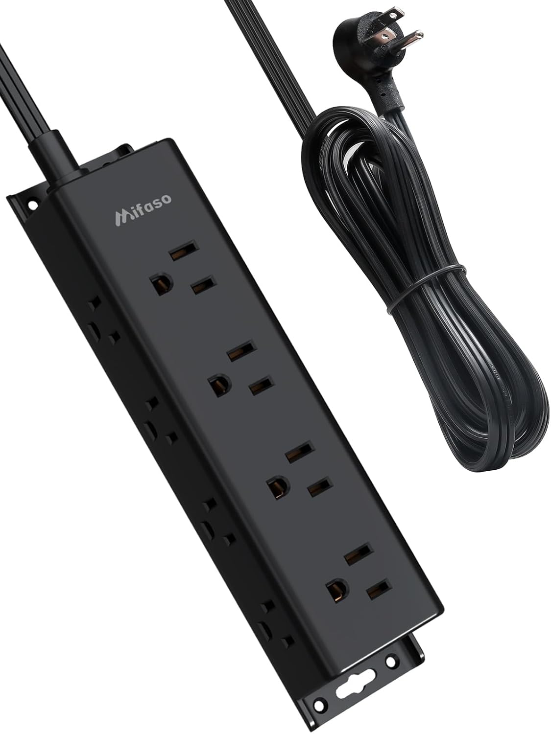 Surge Protector Power Strip - Widely Spaced Multi Outlets, Wall Mount, 3 Side Outlet Extender with Extension Cord, Flat Plug, Overload Protection, Home Office Dorm Room Essentials (5FT, Black)
