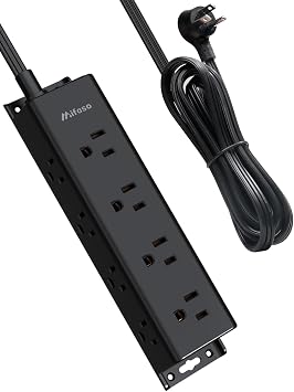 Surge Protector Power Strip, 12 Wide Spaced Multi Outlets, Wall Mount | 3 Side Outlet Extender with Extension Cord, Flat Plug, Overload Protection, Home Office Dorm Room Essentials 5FT, Black