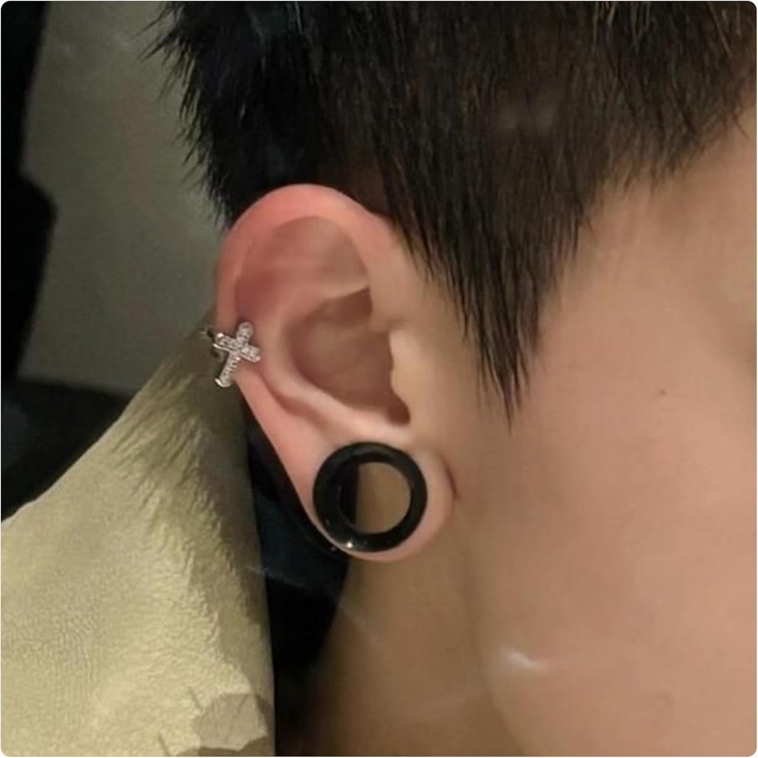 Cisyozi 12G-50mm Double Flared Gauges for Ears 316L Surgical Steel Internally Threaded Tunnels Plugs Earrings Hollow Ear Gauges Piercing for Women Men Silver Black Gold