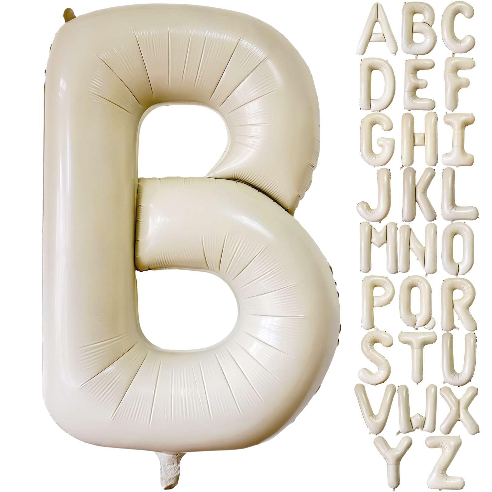 Cream White Letter B Balloons, 40 Inch Giant Letter Balloons B Foil Mylar Helium White Letter Balloons for Birthday Party Supplies Anniversary Event