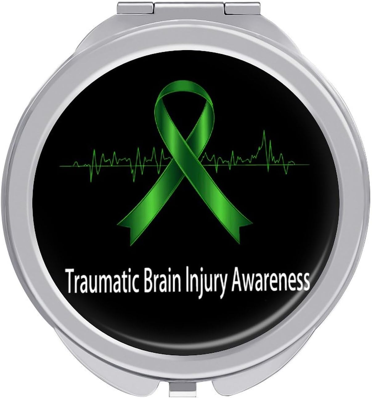 Traumatic Brain Injury Survivor Heartbeat Compact Makeup Mirror Mini Foldable Cosmetic Mirror Portable Travel Mirror for Purse Pocket