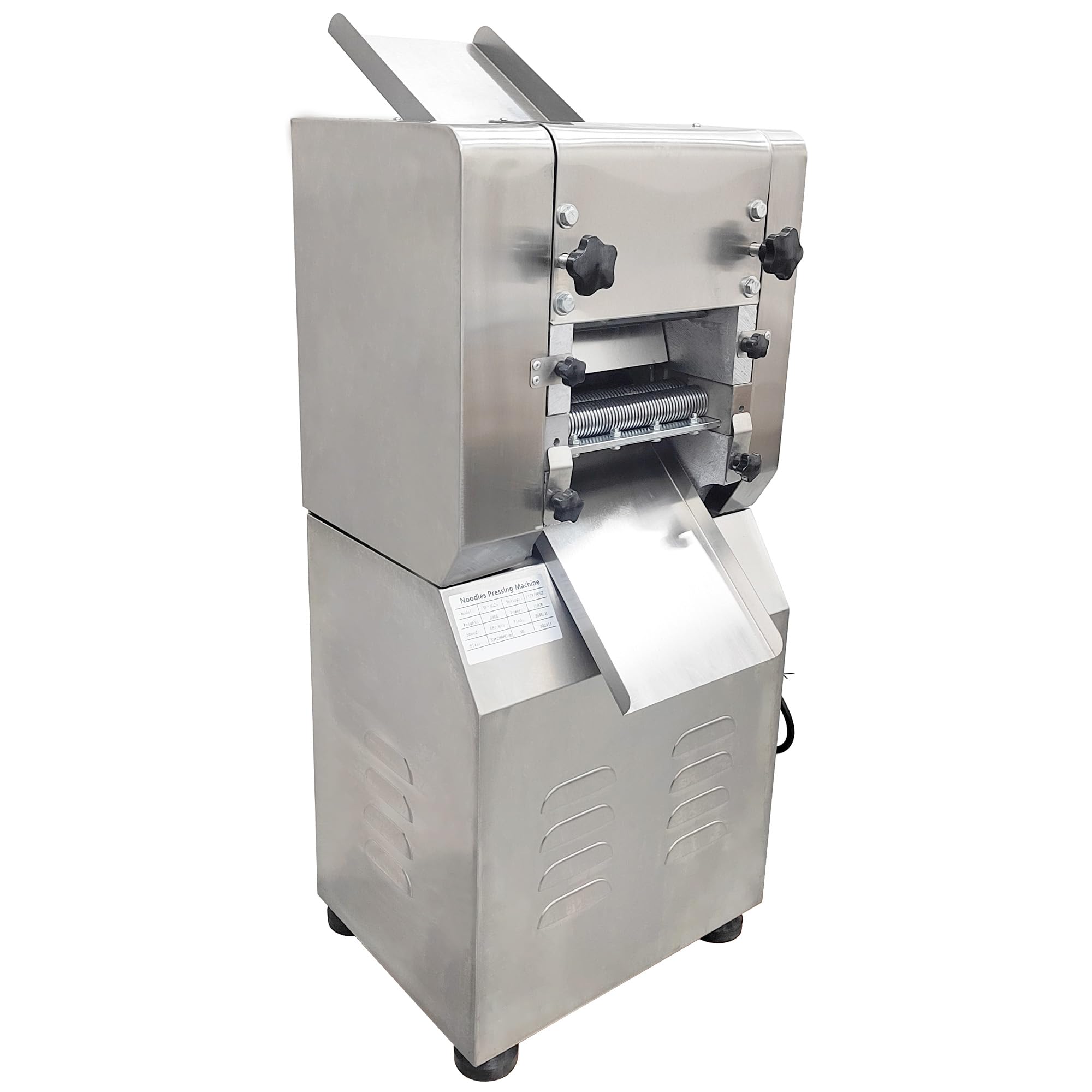 HQHAOTWU Commercial Dough Roller Sheet Making Machine Electric Noodles Maker Stainless Steel Dumpling Skin Pressing Roller 7.48 inch Roller 1.5KW with 1mm&2mm Cutter